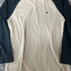 Volcom Beige and Black Waffle Knit Top